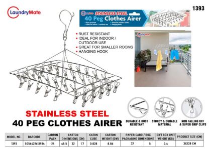 LaundryMate Stainless Steel 40 Peg Clothes Airer