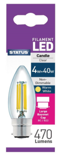Status LED B22 Candle Filament Bulb 40W