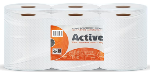Pallet Deal - 84 Packs of Active White Centrefeed Paper Tissue Roll (Packs of 6)