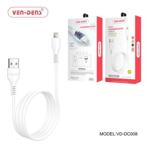 Ven-Dens USB To Lightning Charging Cable 2.4A White 2M