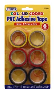 Rysons Colour Coded PVC Adhesive Tape 6 pack