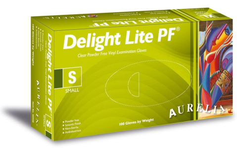 Delight PF Small Clear Powder Free Vinyl Gloves 100 pack